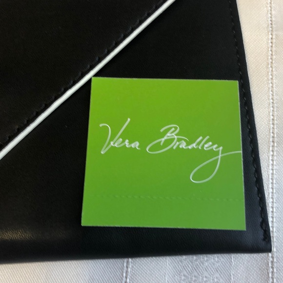 Vera Bradley faux leather slim envelope clutch Blk - Picture 7 of 8